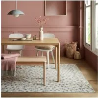 FLAIR RUGS Wollteppich CHECKERBOARD, rechteckig, Höhe: 10 mm, Hoch-Tief-Effekt, Wohnzimmer, Schlafzimmer, 100 % Wollflor