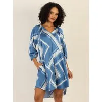 mint & mia Midikleid aus Satin mit V-Ausschnitt und Print