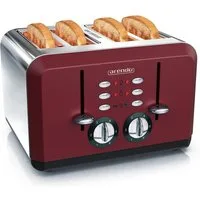 Arendo Toaster 4-Scheiben, Automatik, Edelstahl, Wärmeisolierendes Doppelwandgehäuse, 4 kurze Schlitze, für 4 Scheiben, 1630 W, Bräunungsgrad 1-6, Aufwärm- & Auftaufunktion, GS-zertifiziert