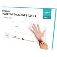 EUROPAPA Einweghandschuhe Vorteilspack LDPE Einweghandschuhe in Box (100-St., Einmalhandschuhe) latexfrei puderfrei Handschuhe in Damen Größe Herren Größe