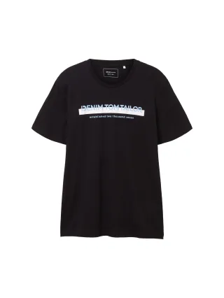 Denim Tom Tailor - T-Shirt mit Logo-Print black - Gr. - L