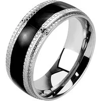 Taffstyle Fingerring Freundschaftring Silber Tribal Schwarz Inlay Größe 71(22.6) Breite 8mm (Paarring Partnerring Ehering Trauring Hochzeitsring), Verlobungsring Partnerring Herrenring Damenring Freundschaftsring