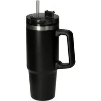 elasto Thermoflasche Trinkbecher mit Strohhalm "Tampa", 800 ml, schwarz