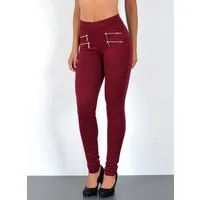 ESRA Stretch-Hose Sehr enge Damen Treggings Hose Gummi-Bund Stretch Hose J189 Damen High Waist Skinny Hose mit elastischem Bund Treggings Hose