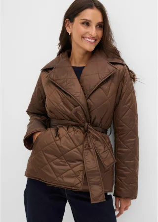 bonprix Leicht wattierte Steppjacke, braun, Gr.44, Moderne Steppjacke mit elegantem Bindegürtel