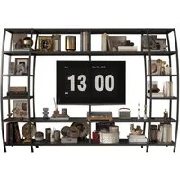 FUFU&GAGA TV-Wand Großes TV-Schrank, 217x35x150cm, schwarz, Eisen+MDF