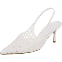 Ital-Design Brautschuhe Festliche Pumps mit Spitzenoptik für Damen Schnürpumps (91895699) Pfennig-/Stilettoabsatz Pumps in Weiß