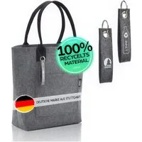 Tanndesign Einkaufsshopper Damen-Shopper Filz Hellgrau recyceltes PET (21L) + Schlüsselanhänger, 21 l