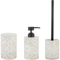 WENKO Badaccessoire-Set Ortezzano, Set, 3 tlg., bestehend aus Seifenspender, WC-Garnitur, Zahnputzbecher, Polyresin
