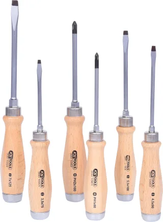 KS Tools ERGOTORQUE WOODmax Schlag-Schraubendreher-Satz, 6-tlg - 300.1050
