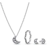 Pandora Schmuckset Schmuck-Set für Silber Kette, Ohrringe und Ring Mond