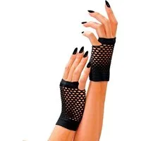 Widmann S.r.l. Kostüm Handschuhe Fingerlos Netz Schwarz