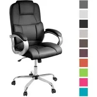 TPFLiving Chefsessel Denver mit abgebremsten Rollen (XXL Bürostuhl ergonomisch gepolsterter Schreibtischstuhl), Drehstuhl aus Kunstleder, Belastbarkeit bis 150 kg - Schwarz