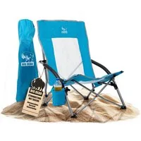 BigDean Faltstuhl Strandstuhl klappbar leicht stabil mit Getränkehalter (Packung, 1 St), UV-Beständig, Tragetasche, Extrabreite Standfüße