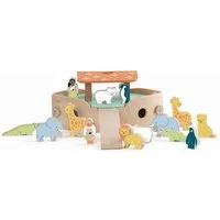 Classic World Lernspielzeug Holzschiff Arche Noah Holzspielzeug Tiere Steckspielzeug Lernspielzeug