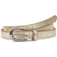 LASCANA Hüftgürtel Ledergürtel, schmaler Gürtel, Anzuggürtel aus Leder in Metallic-Snake-Optik für Hosen, Jeans & Kleider