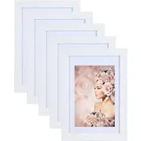 IDEAL TREND Bilderrahmen 5er Pack Holz Bilderrahmen Foto Plexi Rahmen Acryl Collage Wanddeko Po, für 5 Bilder (5 St), Natürliche Holzmaserung sichtbar, leichte Farbabweichungen möglich