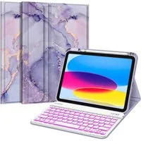 Fintie Tablet-Hülle mit Tastatur für iPad 11 Generation 2025 11'', iPad 10 Gen 2022 10.9'' 11 Zoll/10.9 Zoll, 7-farbige Hintergrundbeleuchtung, Magnetische Bluetooth-Keyboard