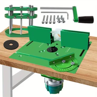 Aluminum Alloy Router Lift Kit Router Table Inset Plate 240x200mm Manual Lifting for 65mm Motors Woodworking Tool High L