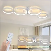 Nettlife LED Deckenleuchte Wohnzimmer Modern Schlafzimmer 4 Flammig in Ringoptik, Dimmbar mit Fernbedienung, LED fest integriert, Warmweiß, Neutralweiß, Kaltweiß, für Schlafzimmer Wohnzimmer Büro Arbeitszimmer