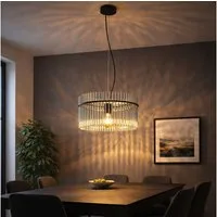 GLOBO LIGHTING LED Pendelleuchte, Leuchtmittel inklusive, Warmweiß, LED Pendelleuchte Wohnzimmer Stehlampe Retro Stil Rauchglas Hängelampe