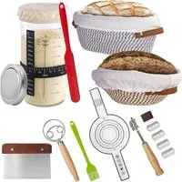 GLIESE Brotbackform Sauerteig Starter Set - Gärglas mit Spatel u. Thermometer, (21-tlg), Komplettes Starter-Set: Thermometer, Tracker & Zubehör.
