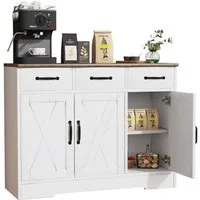 oyajia Sideboard Küchenschrank Aufbewahrungsschrank mit 3 Türen (Sideboard mit Schubladen, Aufbewahrungsschrank mit Türen, für Wohnzimmer Küche Esszimmer), verstellbare Ablage,40 x 108 x 81 cm