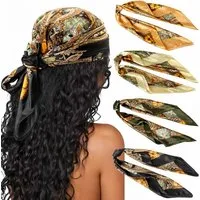 FOUORTUNATE-BEE Seidentuch 4er Set Damen Halstücher 90×90 cm, Vintage Print Haar- & Kopftuch, (4-St), Damen Tuch 90×90 cm 4er Set, Vintage Halstuch oder Haartuch