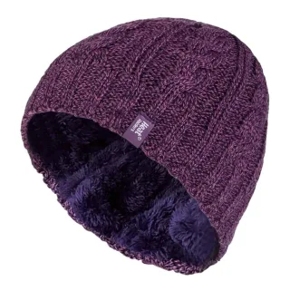 Thermische Fleece-gefütterte Damen-Wintermütze mit Zopfmuster