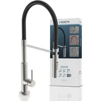 Schütte Spültischarmatur Design ausziehbar, 360° schwenkbar, Edelstahloptik/Schwarz, Hochdruck