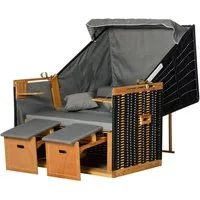 Outsunny Strandkorb für 2 Personen mit neigbarer Rücklehne 118 x 79 x 160 cm