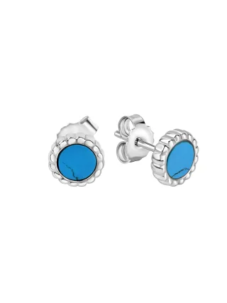 Zeeme Basic Ohrringe Silber 925 rhodiniert mit syn. Türkis