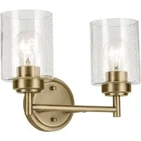 Licht-Erlebnisse Wandleuchte VIKA, ohne Leuchtmittel, Metall Glas E27 B: 32,6 cm in Messing 2-flammig Vintage