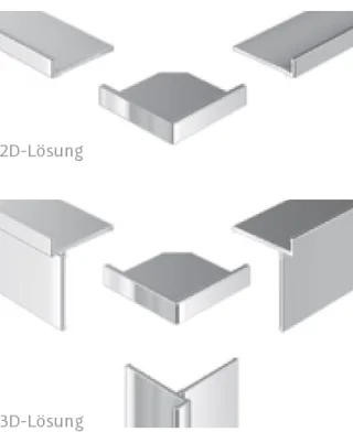 HSK 3D-Ecke, außen, flächenbündig ca. 24 × 24 mm, chromoptik, 930013-41 930013-41