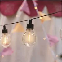 Lights4fun LED-Lichterkette 20er LED Solar Party Lichterkette Retro