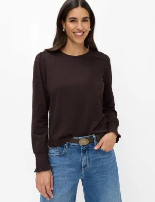 Brax Damen Langarmshirt Style CAITLIN L brunette, dunkelbraun, Gr. 38