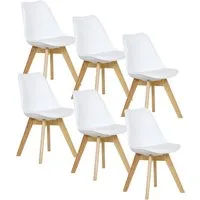 Woltu Esszimmerstuhl (Set, 6 St), Designstuhl Sitzfläche aus Kunstleder, Massivholz