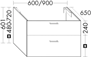Burgbad Waschtischunterschrank System 30 Preisgruppe 2 Echo 601x600x650 Graphit Softmatt WYHV060F3963