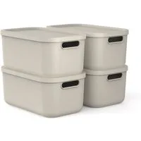 ROTHO Stapelbox (Aufbewahrungsboxenset, 4er-Set), Universell einsetzbar als Vorratsbox, Kiste, Organizer, Container