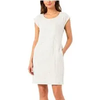 dy_mode Midikleid Einfarbiges Damen Leinenkleid Sommerkleid Kurzarm Midi Kleid in Unifarbe, mit Eingriffstaschen, leicht taillierte Passform
