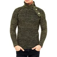 R-NEAL Rollkragenpullover Schwerer Rollkragen Winter Pullover mit Seitlicher Knopfleiste Rolli