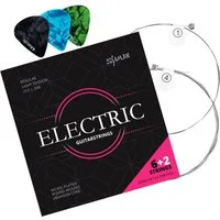 Shaman Saiten Gitarrensaiten für E-Gitarre, (6+2 Saiten-Set, 11-tlg), Kompletter Satz plus 2 Ersatz-Saiten (E1 und D4)