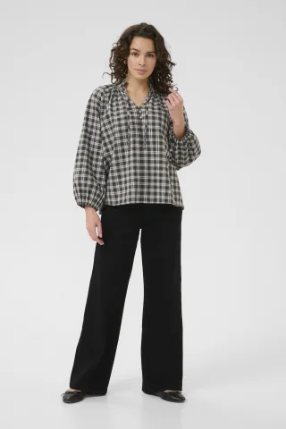 Kurzarm-Bluse KAelna Loose fit black darkgrey