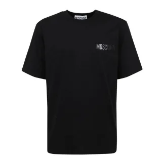 Schwarzes T-shirt Mit Moschino-logo-patch