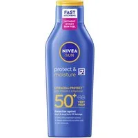 Nivea Sun Sonnenschutzlotion Schutz & Pflege Lotion LSF50+, Mit Vitamin C und Hyaluron für doppelten Zellschutz