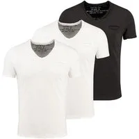 Key Largo T-Shirt Soda vintage Look uni Basic T00619 V-Ausschnitt unifarben kurzarm slim fit