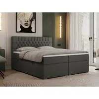 MKS MÖBEL Boxspringbett PERA (Set, Packung, H3-Matratze, Topper T25/Visco, T30-Schaum, gesteppte Kopfstütze), Doppelbett mit Multipocket-Matratzen, Polsterbett mit Kopfstütze