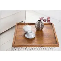 riess-ambiente Dekotablett MAKASSAR 50cm braun honey finish - Mangoholz, Massivholz, handmade (Einzelartikel, 1 St), Rustikale Servierplatte - ideal für Küche, Wohnzimmer oder im Bett