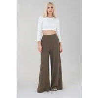 fashionshowcase Palazzohose Damen High Waist Sommerhose Weites Bein Elegant fließender Stoff
