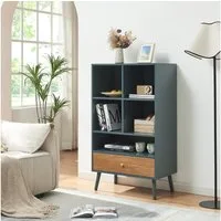 en.casa Bücherregal, »Reyljand« mit Schublade 120x70x40 cm Grau/Eicheoptik